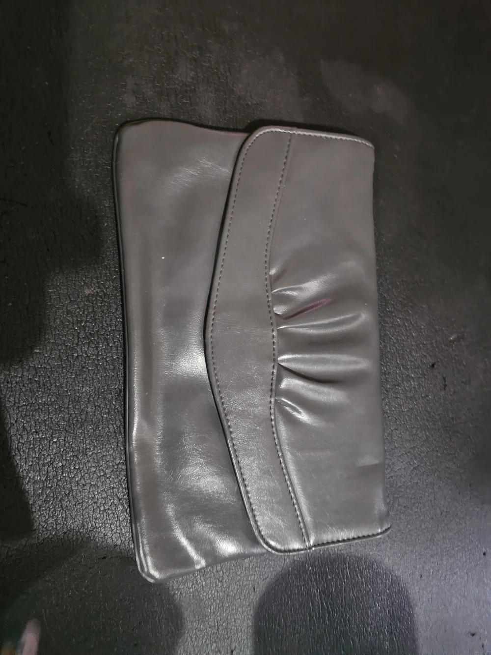 Sleek Gray Leather Clutch